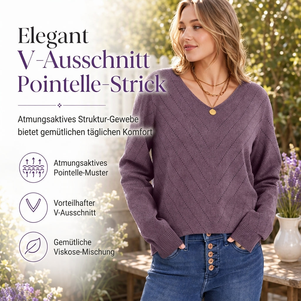 📢🎉50%Rabatt!!!🛍️✨Damen V-Ausschnitt Langarm Pullover Bequemes Strickteil für Herbst und Winter