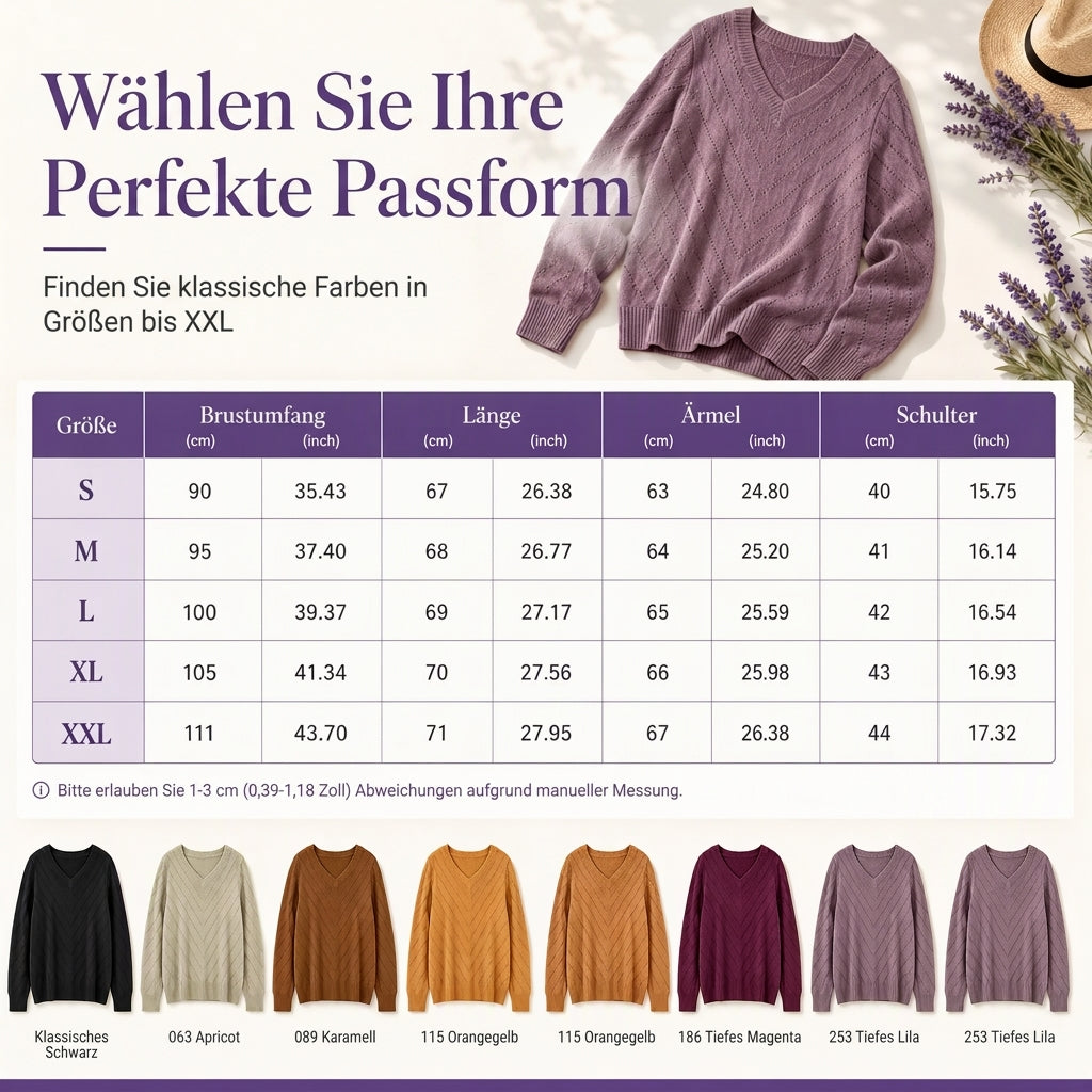 📢🎉50%Rabatt!!!🛍️✨Damen V-Ausschnitt Langarm Pullover Bequemes Strickteil für Herbst und Winter