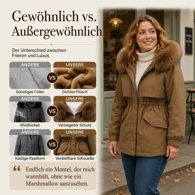 Mittellange Damen-Parka-Jacke mit Plüschfutter