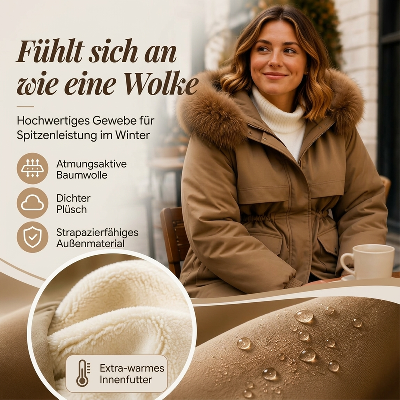 Mittellange Damen-Parka-Jacke mit Plüschfutter