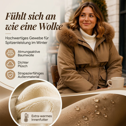 Mittellange Damen-Parka-Jacke mit Plüschfutter