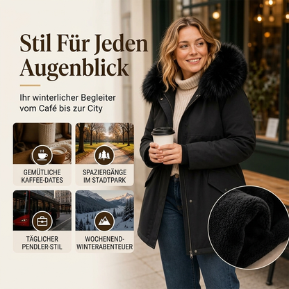 Mittellange Damen-Parka-Jacke mit Plüschfutter