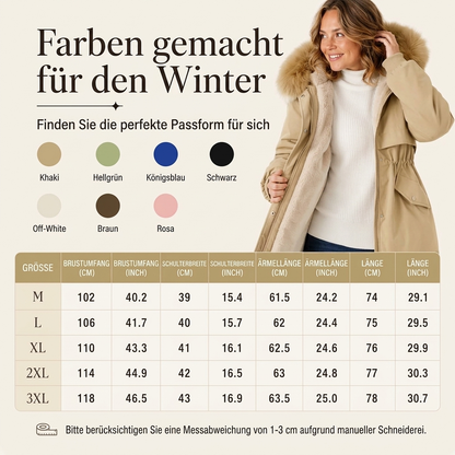 Mittellange Damen-Parka-Jacke mit Plüschfutter