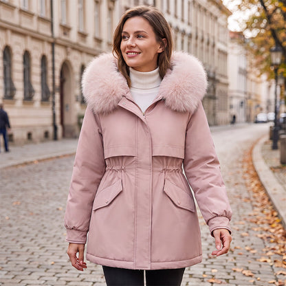 Mittellange Damen-Parka-Jacke mit Plüschfutter