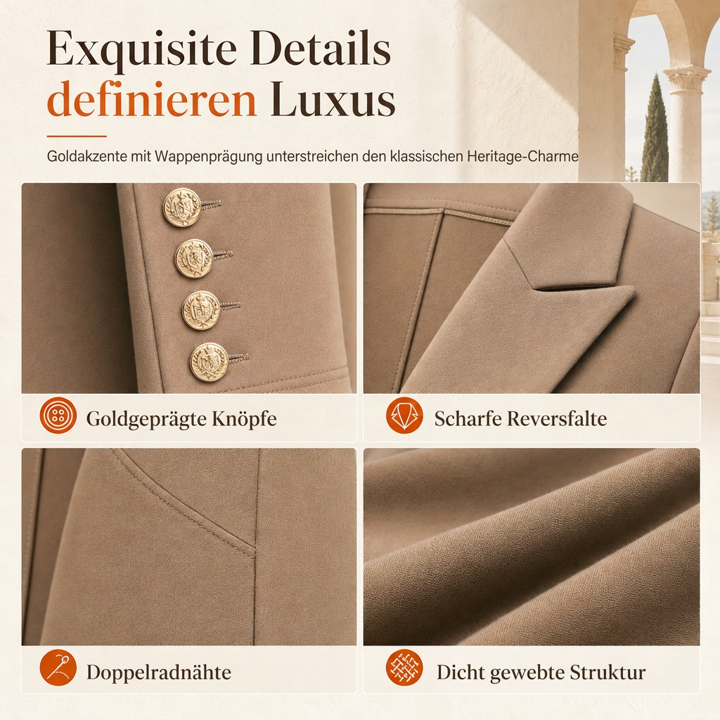Elegantes herbstliches 2-Teiler-Outfit für Damen mit Retro-Langmantel und schlichter Hose