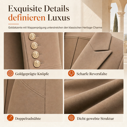 Elegantes herbstliches 2-Teiler-Outfit für Damen mit Retro-Langmantel und schlichter Hose