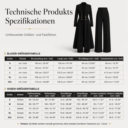 Elegantes herbstliches 2-Teiler-Outfit für Damen mit Retro-Langmantel und schlichter Hose