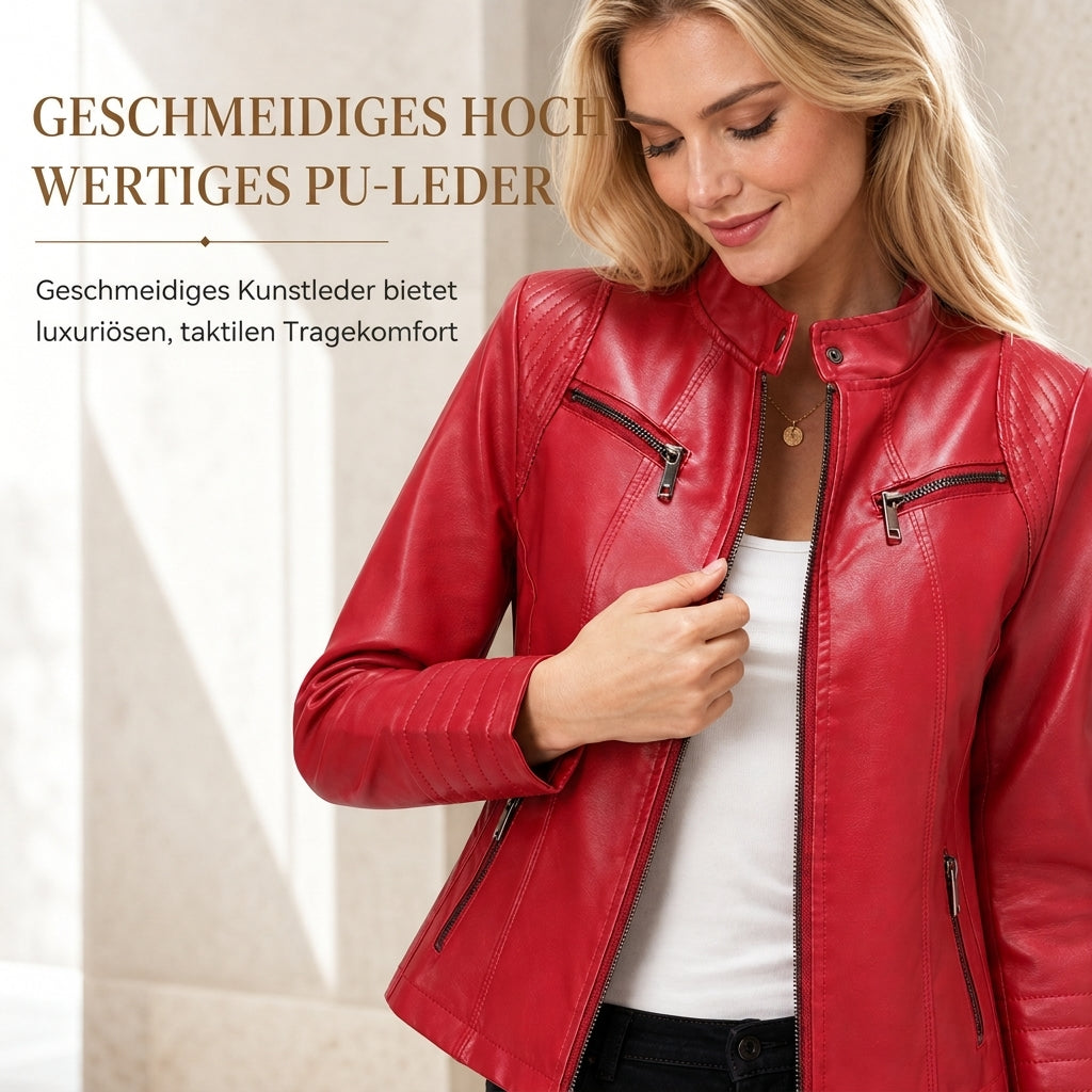 📢🎉50%Rabatt!!!🛍️✨Leichte Damen-Bikerjacke aus Kunstleder, kurze Motorradmantel für Frühling und Herbst