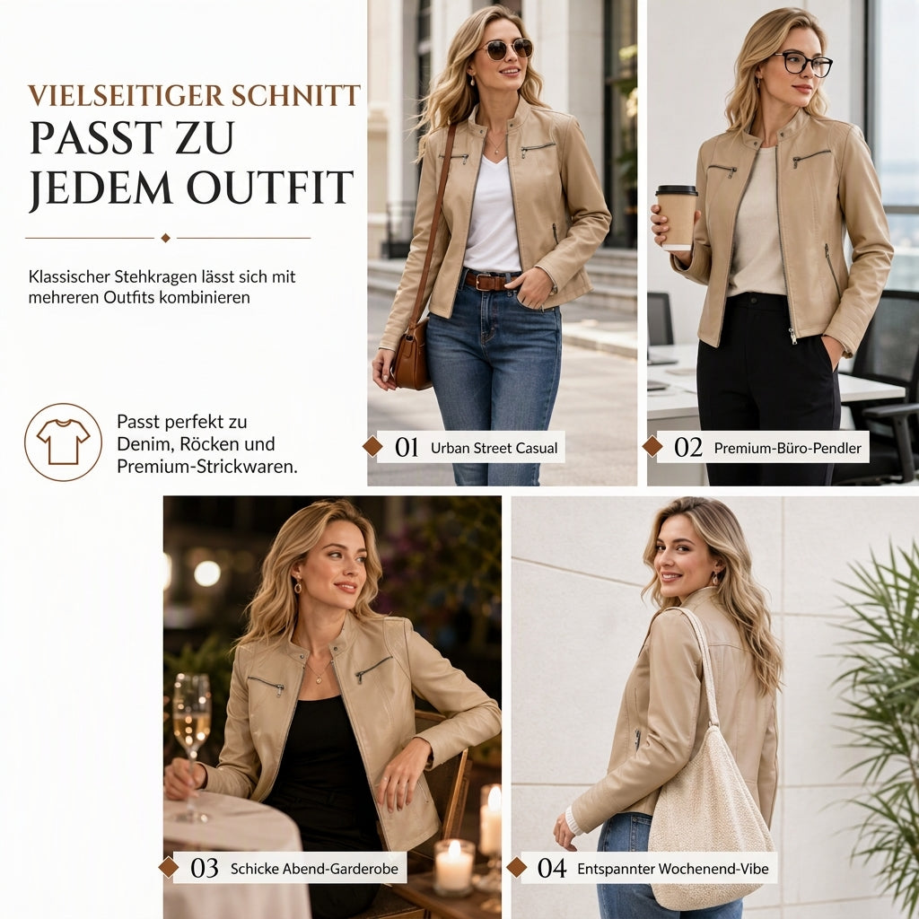 📢🎉50%Rabatt!!!🛍️✨Leichte Damen-Bikerjacke aus Kunstleder, kurze Motorradmantel für Frühling und Herbst