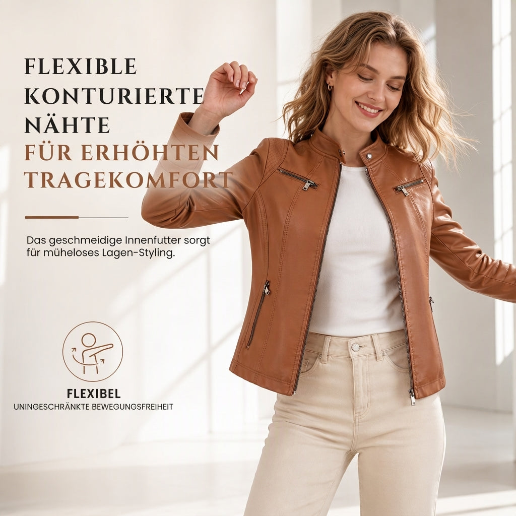 📢🎉50%Rabatt!!!🛍️✨Leichte Damen-Bikerjacke aus Kunstleder, kurze Motorradmantel für Frühling und Herbst