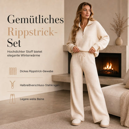 🧶 2-teiliges Damen-Set aus Strickpullover & weiten Hosen – Weich, bequem & immer passend – Jetzt 50% Rabatt!