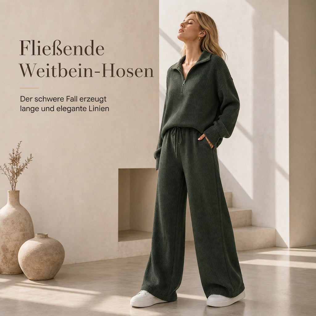 🧶 2-teiliges Damen-Set aus Strickpullover & weiten Hosen – Weich, bequem & immer passend – Jetzt 50% Rabatt!