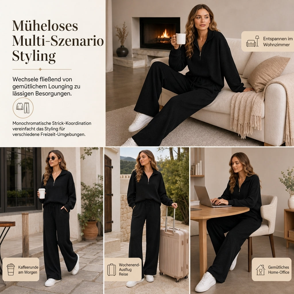 🧶 2-teiliges Damen-Set aus Strickpullover & weiten Hosen – Weich, bequem & immer passend – Jetzt 50% Rabatt!
