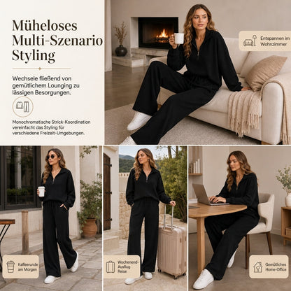 🧶 2-teiliges Damen-Set aus Strickpullover & weiten Hosen – Weich, bequem & immer passend – Jetzt 50% Rabatt!