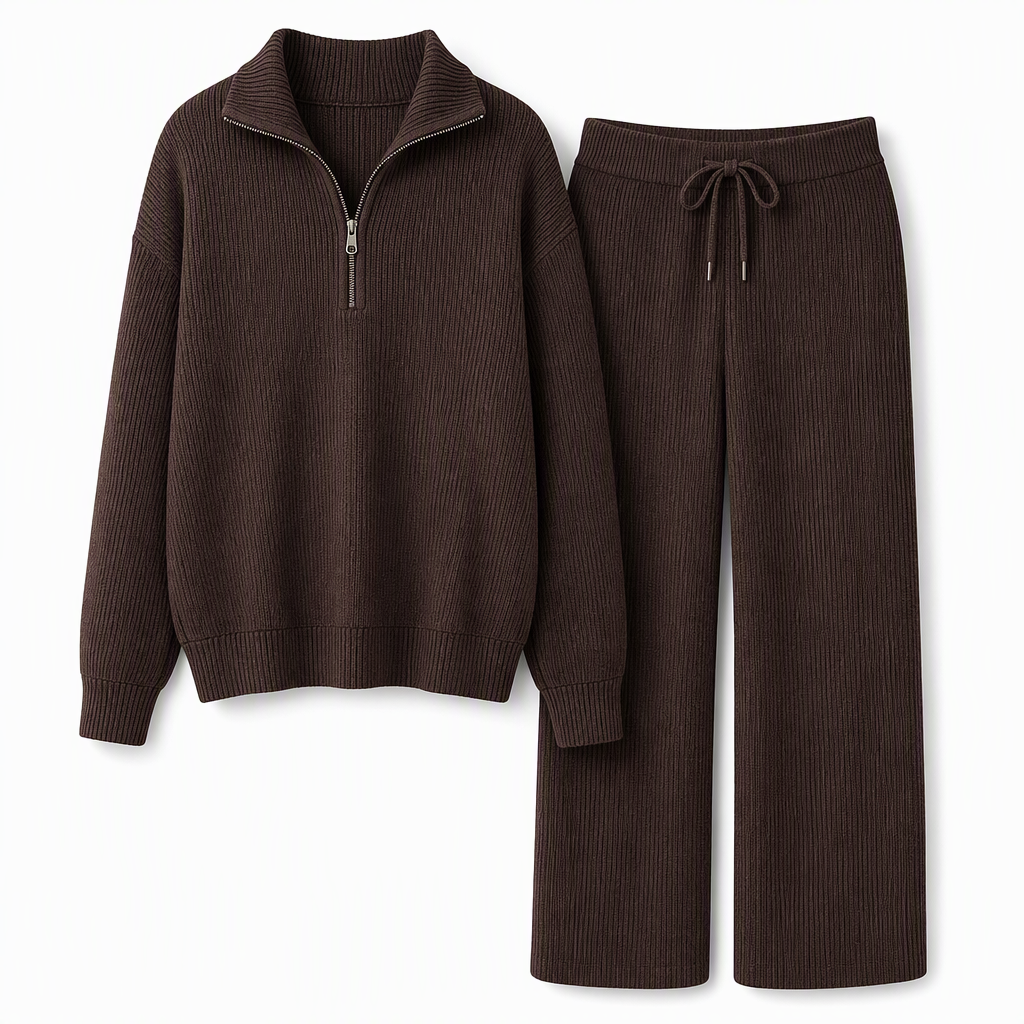 🧶 2-teiliges Damen-Set aus Strickpullover & weiten Hosen – Weich, bequem & immer passend – Jetzt 50% Rabatt!