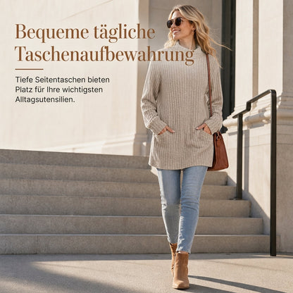 📢🎉50%Rabatt!!!🛍️✨Damen Langarmshirt mit lockerem Sitz, Mock-Neck-Kragen
