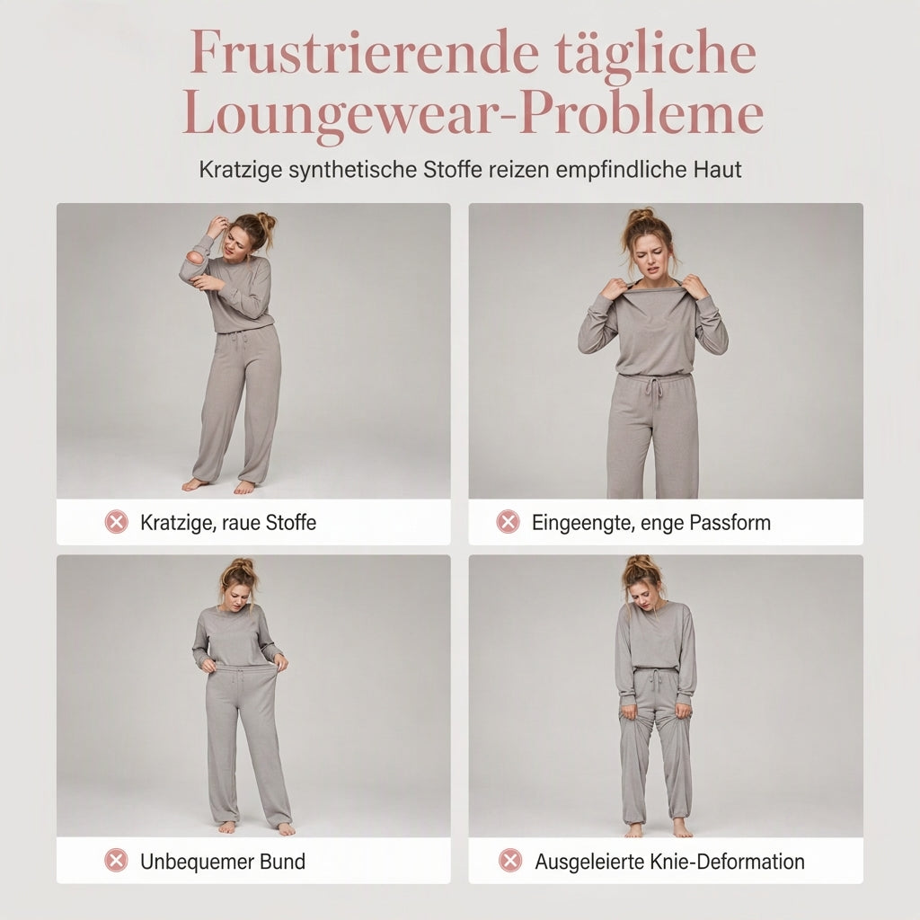 ⏰ Countdown läuft – 50% nur noch 3 Tage! Freizeit Zweiteiliges Strick-Lounge-Set für Damen mit Mock-Neck Langarm-Sweatshirt und hochtaillierten weit geschnittenen Hosen
