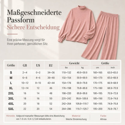 ⏰ Countdown läuft – 50% nur noch 3 Tage! Freizeit Zweiteiliges Strick-Lounge-Set für Damen mit Mock-Neck Langarm-Sweatshirt und hochtaillierten weit geschnittenen Hosen