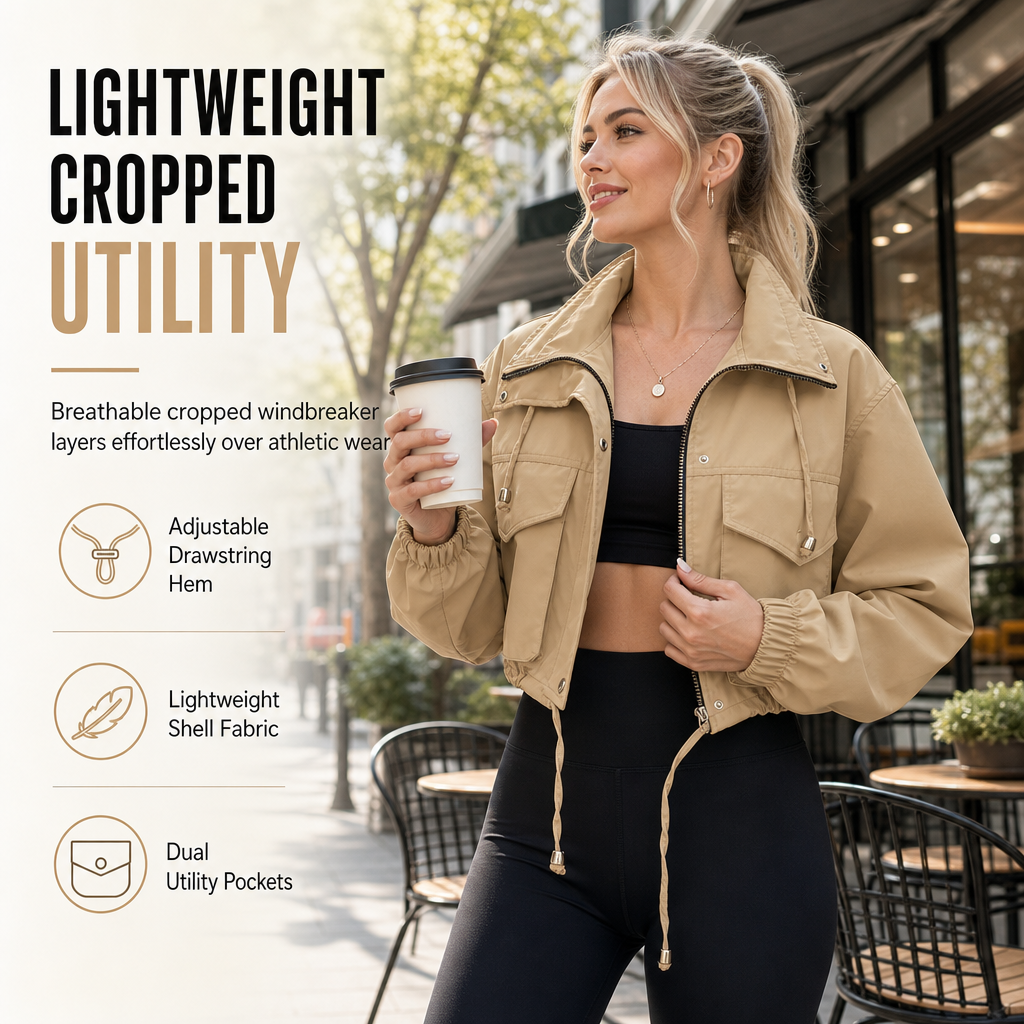 📢🎉50%Rabatt!!!🛍️✨Einfarbige, kurze Windjacke mit Reißverschluss für Damen – Herbstmantel