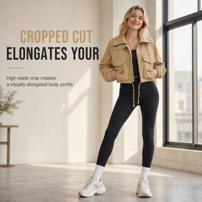 📢🎉50%Rabatt!!!🛍️✨Einfarbige, kurze Windjacke mit Reißverschluss für Damen – Herbstmantel