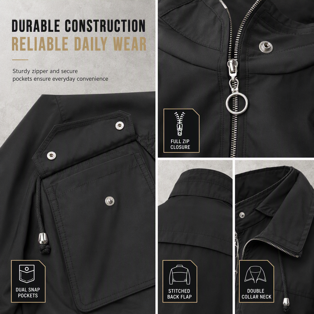 📢🎉50%Rabatt!!!🛍️✨Einfarbige, kurze Windjacke mit Reißverschluss für Damen – Herbstmantel