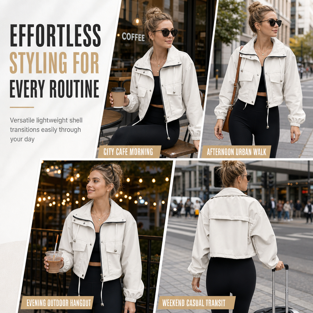📢🎉50%Rabatt!!!🛍️✨Einfarbige, kurze Windjacke mit Reißverschluss für Damen – Herbstmantel