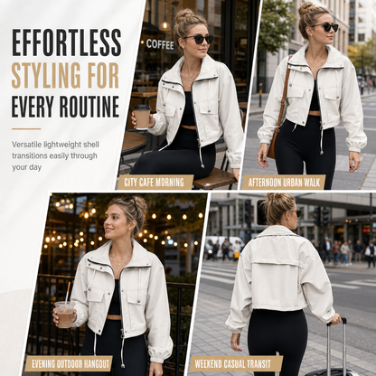 📢🎉50%Rabatt!!!🛍️✨Einfarbige, kurze Windjacke mit Reißverschluss für Damen – Herbstmantel