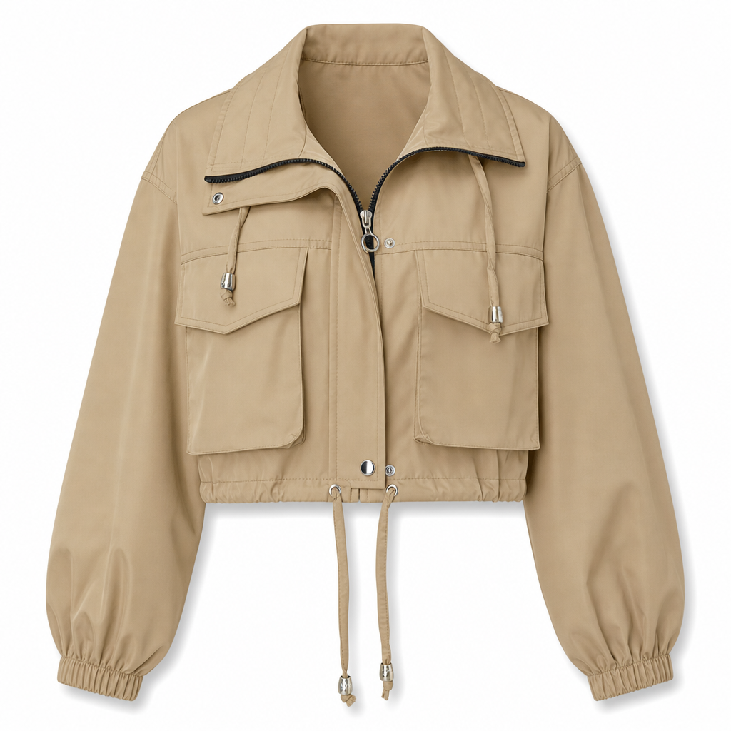 📢🎉50%Rabatt!!!🛍️✨Einfarbige, kurze Windjacke mit Reißverschluss für Damen – Herbstmantel