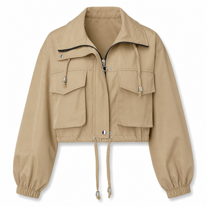 📢🎉50%Rabatt!!!🛍️✨Einfarbige, kurze Windjacke mit Reißverschluss für Damen – Herbstmantel