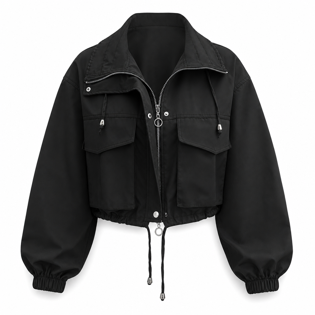 📢🎉50%Rabatt!!!🛍️✨Einfarbige, kurze Windjacke mit Reißverschluss für Damen – Herbstmantel