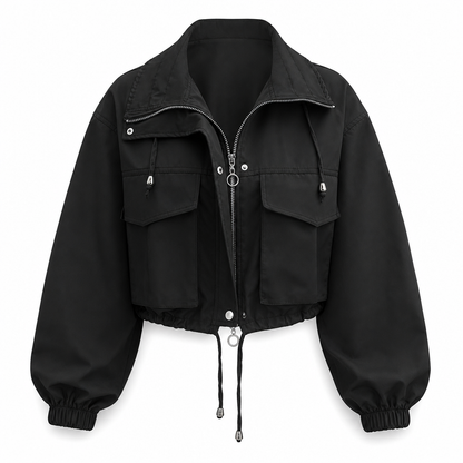 📢🎉50%Rabatt!!!🛍️✨Einfarbige, kurze Windjacke mit Reißverschluss für Damen – Herbstmantel