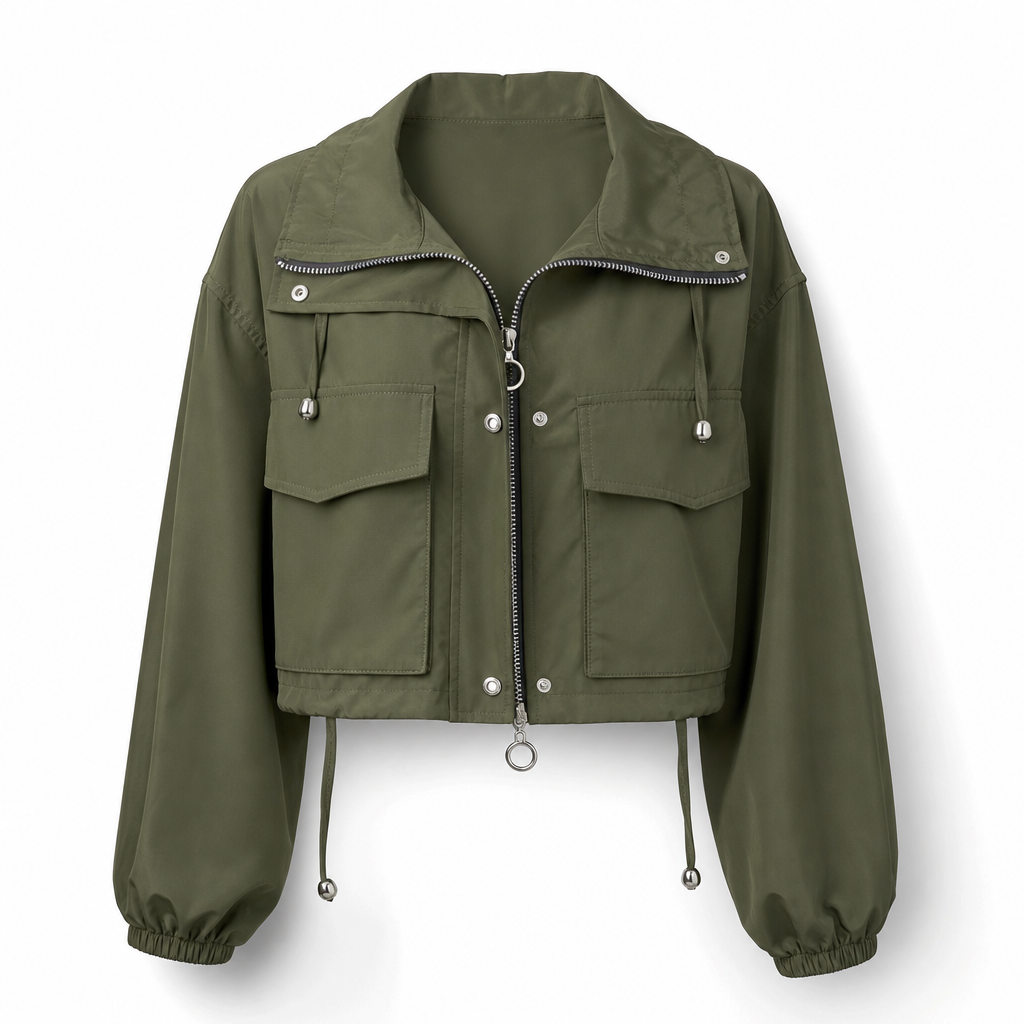 📢🎉50%Rabatt!!!🛍️✨Einfarbige, kurze Windjacke mit Reißverschluss für Damen – Herbstmantel