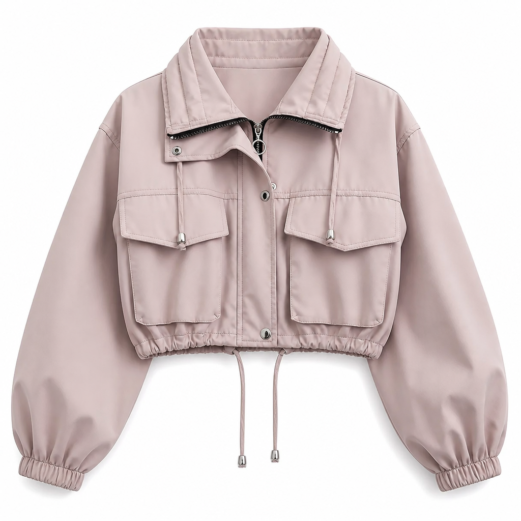 📢🎉50%Rabatt!!!🛍️✨Einfarbige, kurze Windjacke mit Reißverschluss für Damen – Herbstmantel