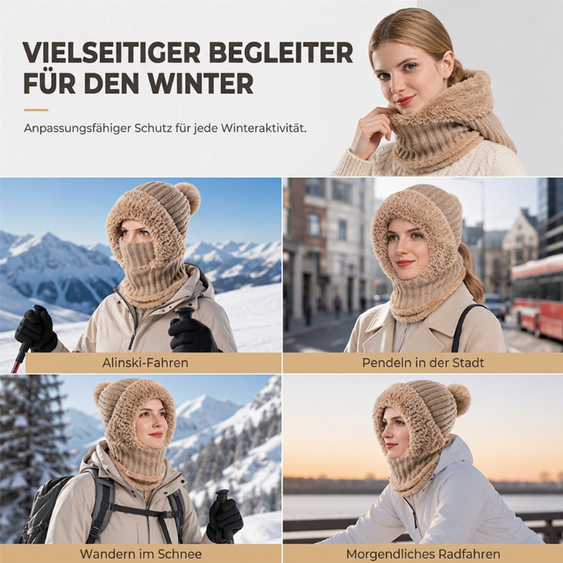 🥳Über 50.000 verkauft! 50% Rabatt!🥳 Damen Winter Einteilige Gestrickte Mütze Schal Maske