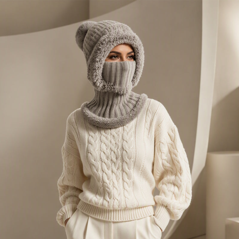 🥳Über 50.000 verkauft! 50% Rabatt!🥳 Damen Winter Einteilige Gestrickte Mütze Schal Maske