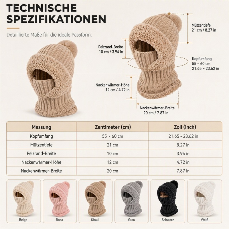 🥳Über 50.000 verkauft! 50% Rabatt!🥳 Damen Winter Einteilige Gestrickte Mütze Schal Maske