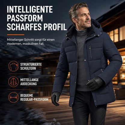 🎯 50% Rabatt + Gratis Versand! 🚚 Herren mittellange wattierte Winterjacke, business-elegant & lässig, für Männer mittleren Alters