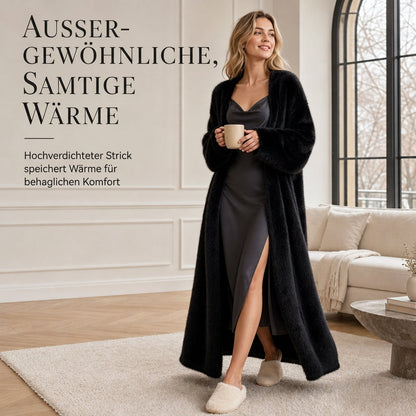 Damen Langcardigan aus Kunstpelz-Fleece, flauschiger oversized Strickmantel für Herbst und Winter