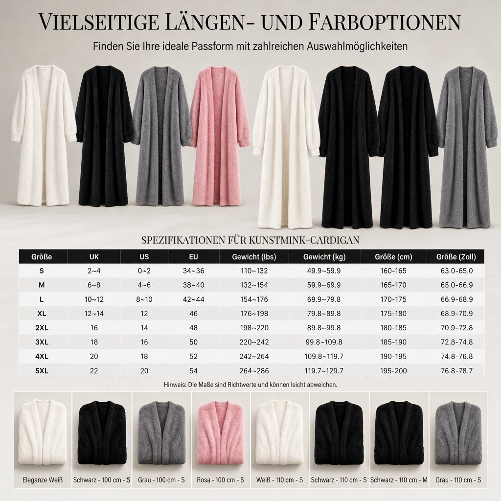 Damen Langcardigan aus Kunstpelz-Fleece, flauschiger oversized Strickmantel für Herbst und Winter