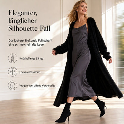 Damen Langcardigan aus Kunstpelz-Fleece, flauschiger oversized Strickmantel für Herbst und Winter