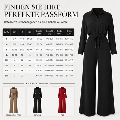 📢📢50%Rabatt!!!🎉✨Damen-Einheitskragenhemd-Overall einfarbig mit Taillenkrawatte für lässige Pendlerkleidung
