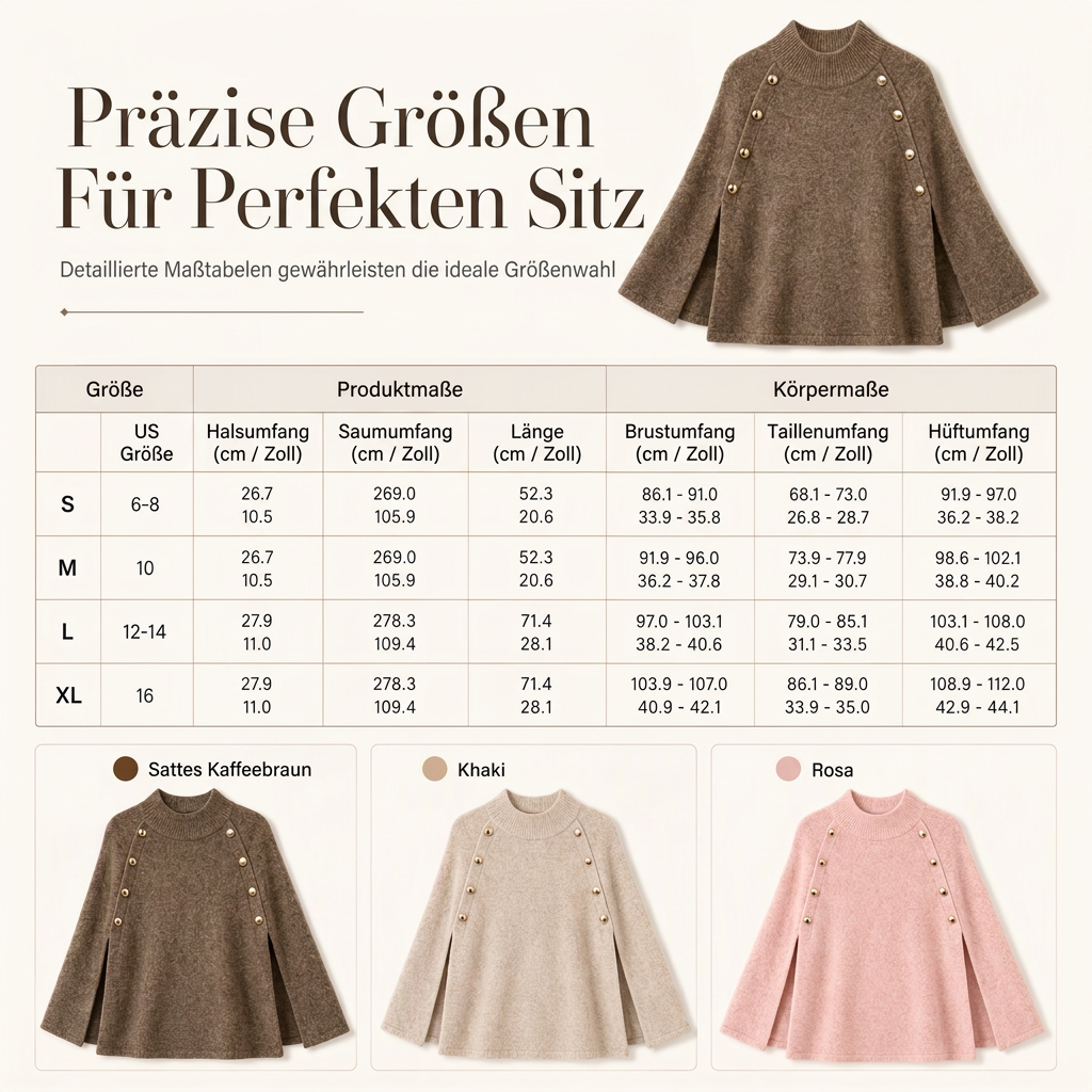 ✨Neu Eingetroffen!✨Damen Strickumhang-Poncho mit Knopfleiste