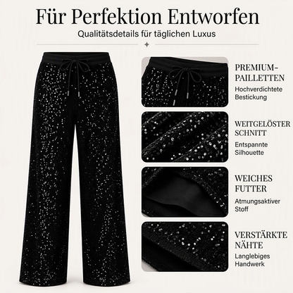 🔥 Mode-Bestseller – jetzt 50% Rabatt! 🏆 Damen funkelnde Pailletten-Weitbeinhose
