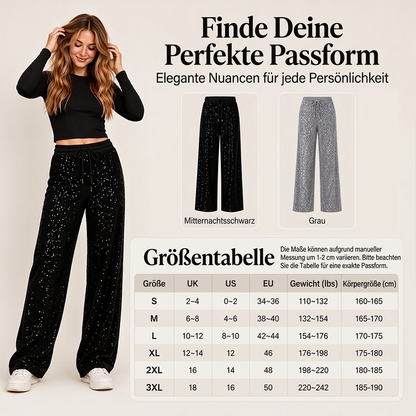 🔥 Mode-Bestseller – jetzt 50% Rabatt! 🏆 Damen funkelnde Pailletten-Weitbeinhose