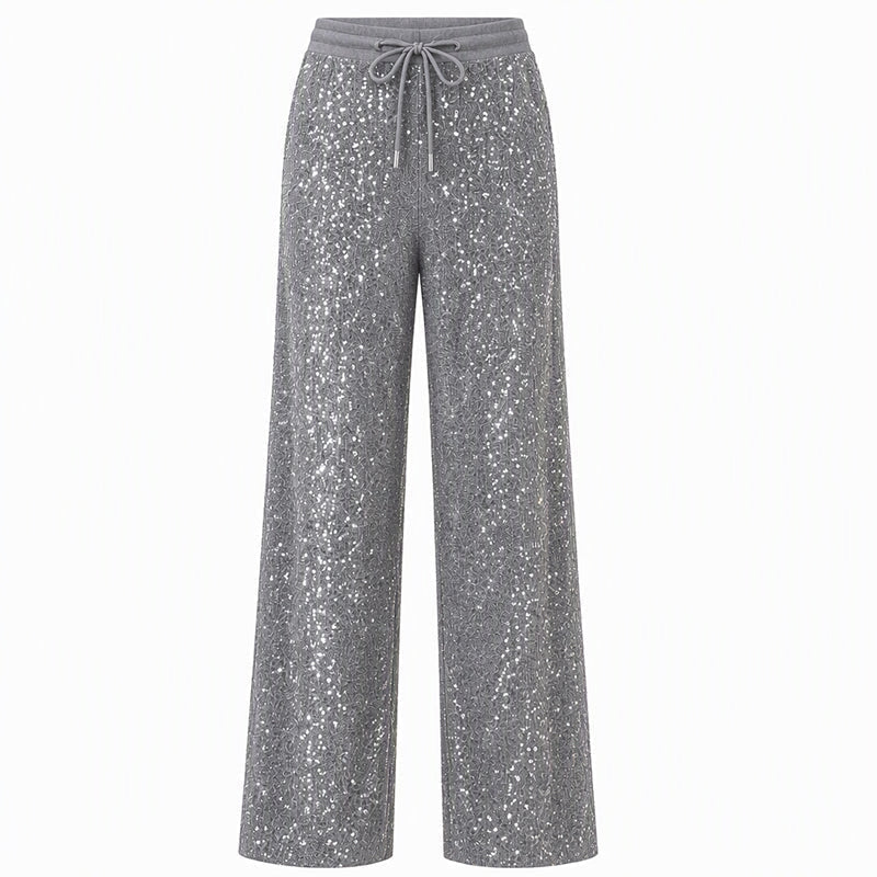🔥 Mode-Bestseller – jetzt 50% Rabatt! 🏆 Damen funkelnde Pailletten-Weitbeinhose