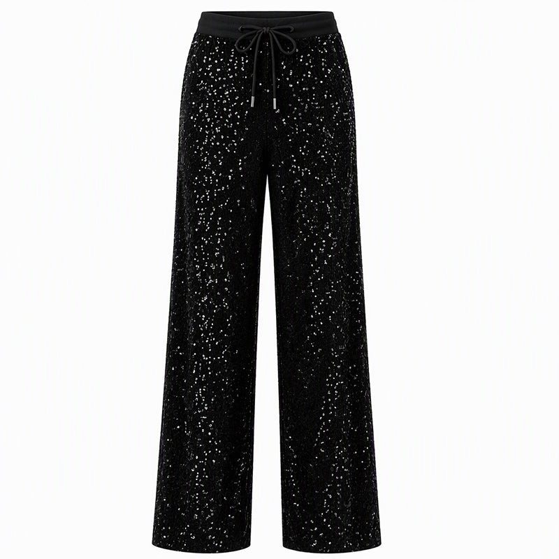 🔥 Mode-Bestseller – jetzt 50% Rabatt! 🏆 Damen funkelnde Pailletten-Weitbeinhose