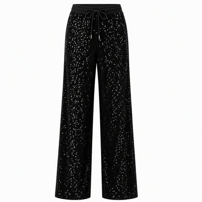 🔥 Mode-Bestseller – jetzt 50% Rabatt! 🏆 Damen funkelnde Pailletten-Weitbeinhose