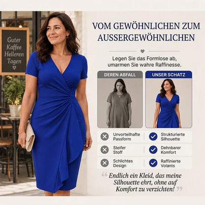 🚨Nur noch wenige auf Lager! Beeil dich!🚨 Elegantes Damen-Wickelkleid mit V-Ausschnitt und Rüschen