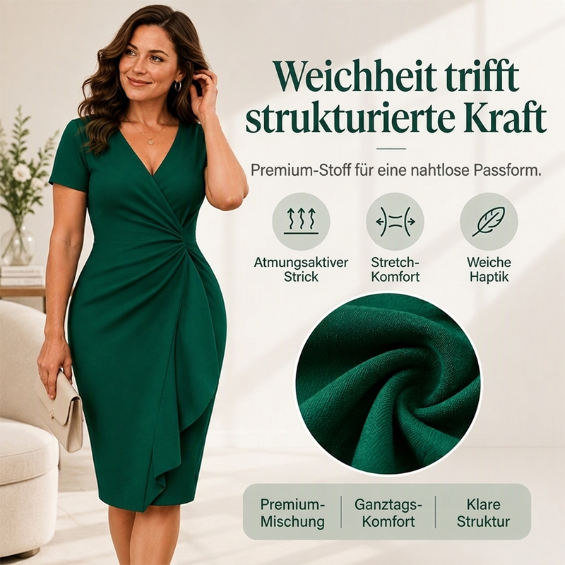 🚨Nur noch wenige auf Lager! Beeil dich!🚨 Elegantes Damen-Wickelkleid mit V-Ausschnitt und Rüschen