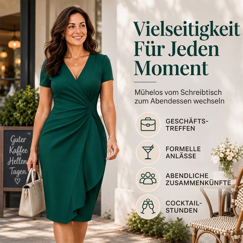 🚨Nur noch wenige auf Lager! Beeil dich!🚨 Elegantes Damen-Wickelkleid mit V-Ausschnitt und Rüschen